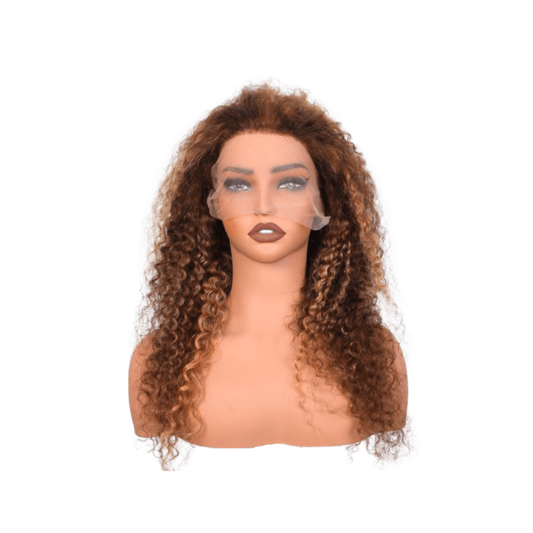 #2 13x4 Lace Curly Brown Human Hair Wig 24 Inches