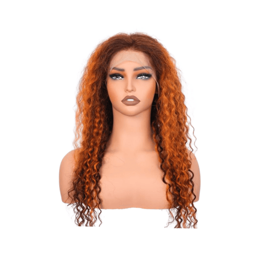 #3 13x4 Lace Kinky Curly Ginger Human Hair Wig 24 Inches