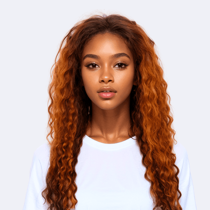 #3 13x4 Lace Kinky Curly Ginger Human Hair Wig 24 Inches - RoseTask