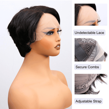 #48 13x4 Lace Bob Black Human Hair Wig 5 Inches