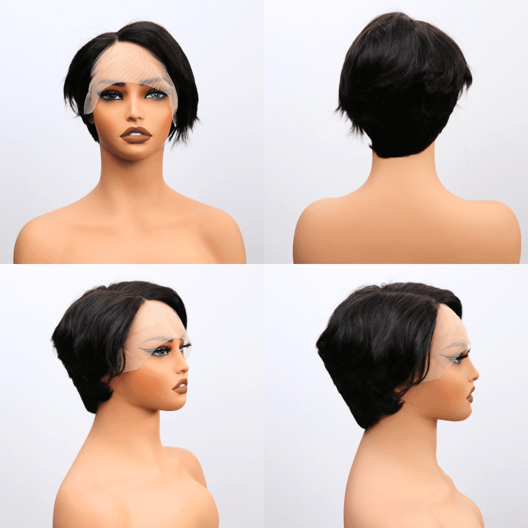 #48 13x4 Lace Bob Black Human Hair Wig 5 Inches