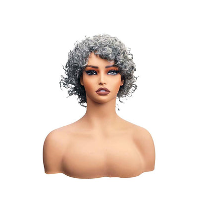 #54 MR Lace Bob Curly Silver Human Hair Wig 5.5 Inches