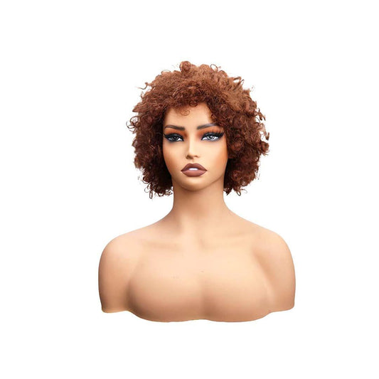 #55 MR Lace Bob Curly Brown Human Hair Wig 8 Inches