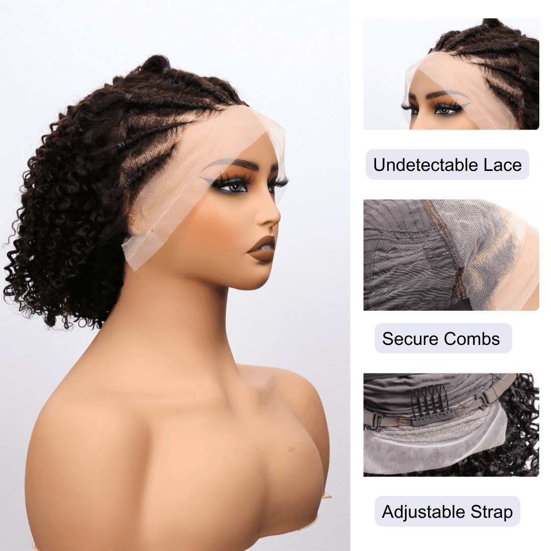 #69 13x4 Lace Kinky Curly Bob Black Human Hair Wig