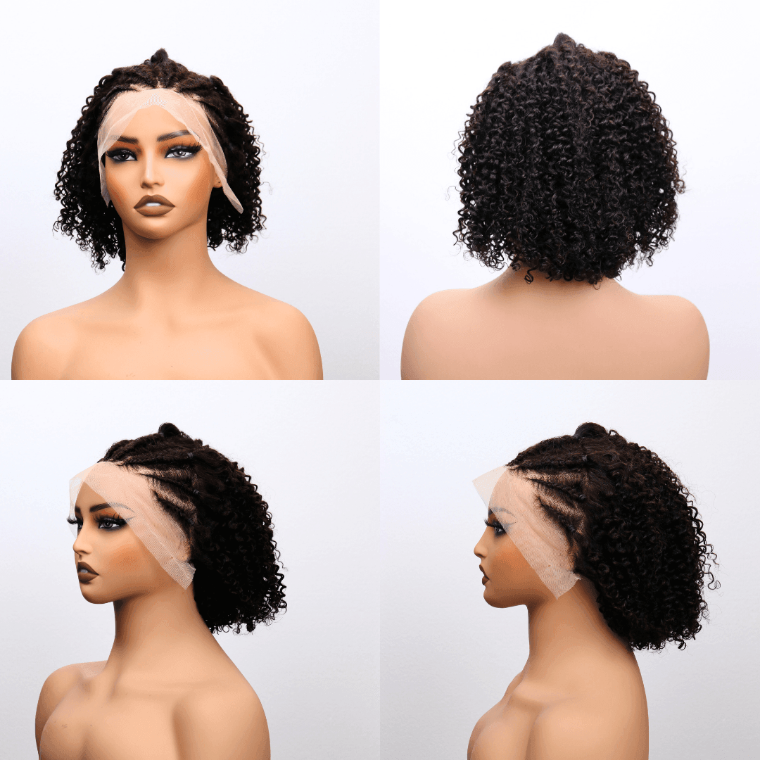 #69 13x4 Lace Kinky Curly Bob Black Human Hair Wig