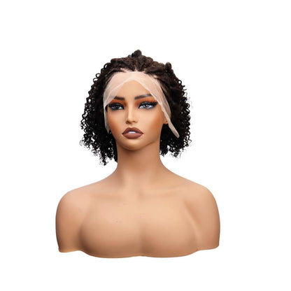 #69 13x4 Lace Kinky Curly Bob Black Human Hair Wig