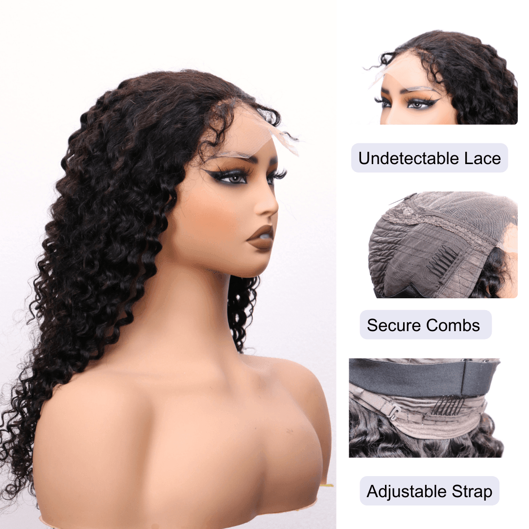 #77 5x5 Lace 150% Burmese Curly Black Human Hair Wig