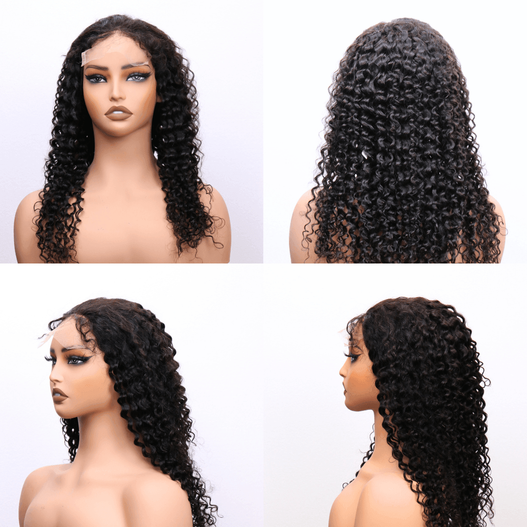 #77 5x5 Lace 150% Burmese Curly Black Human Hair Wig