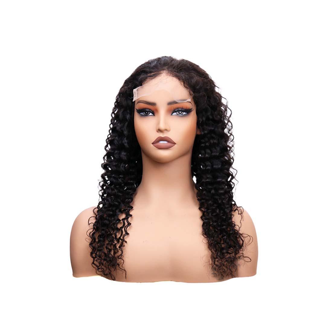 #77 5x5 Lace 150% Burmese Curly Black Human Hair Wig