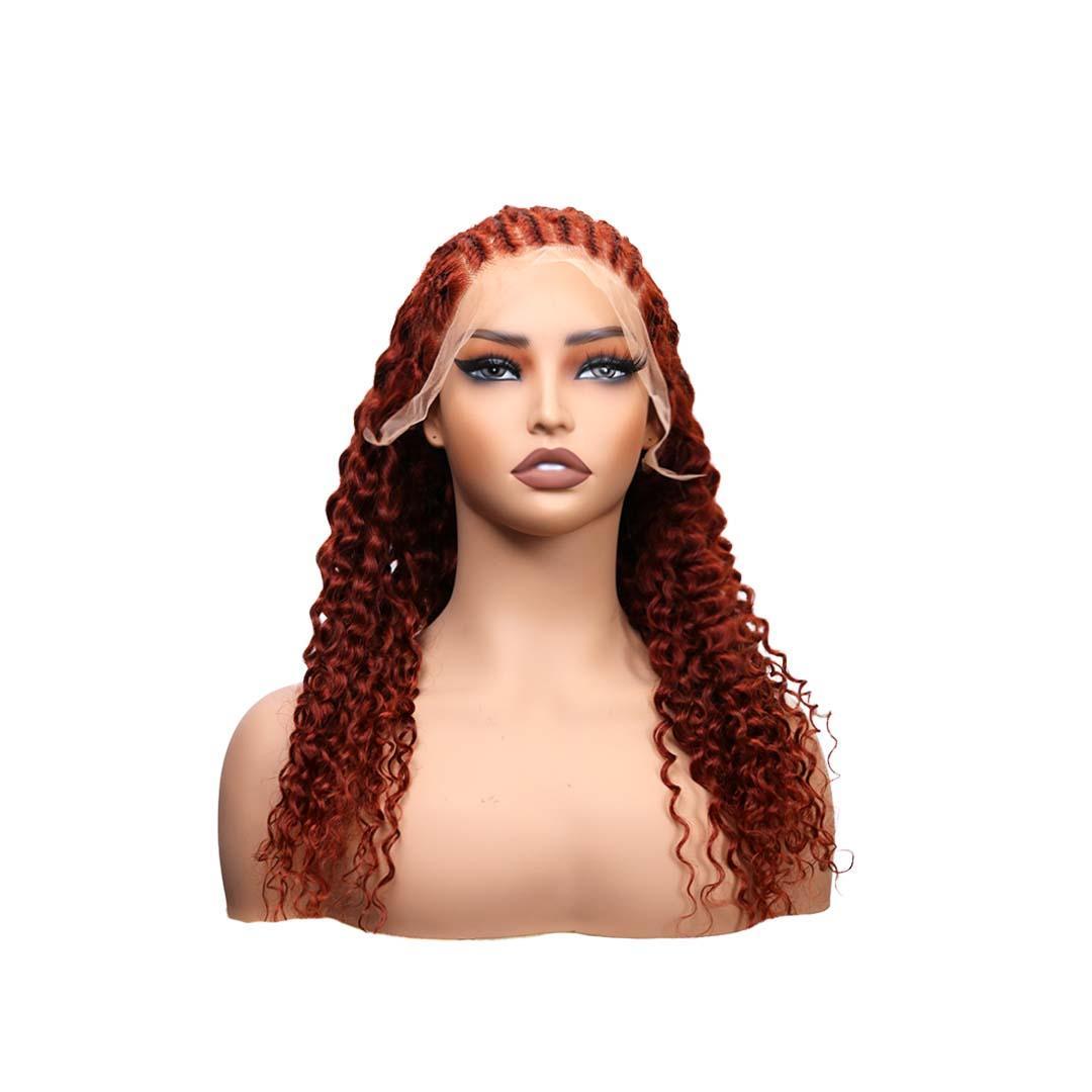 #80 13x4 Lace 150% Splicing Braids Reddish Brown Human Hair Wig