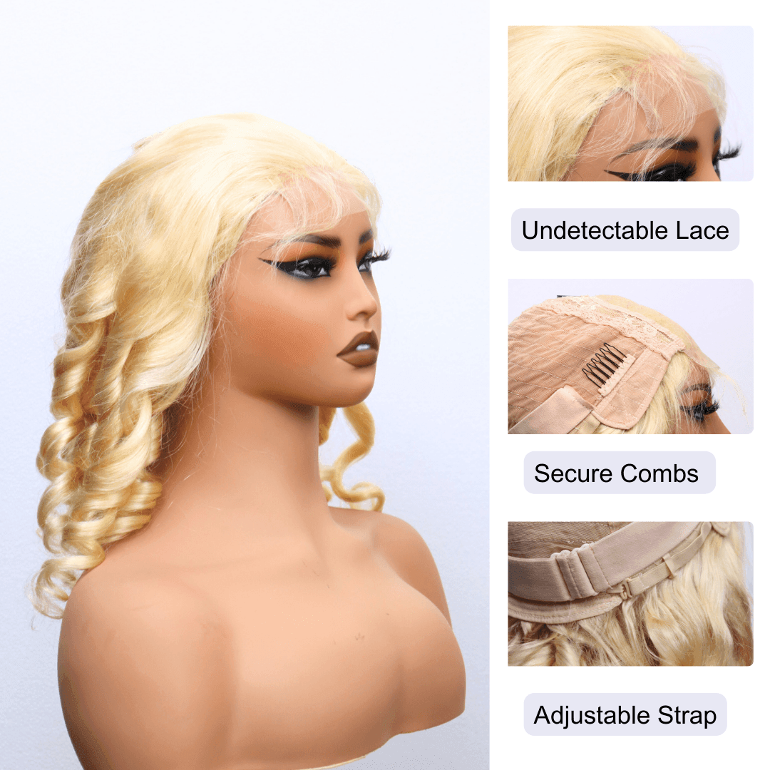 #84 4x4 Lace Loose Wave Blonde Human Hair Wig