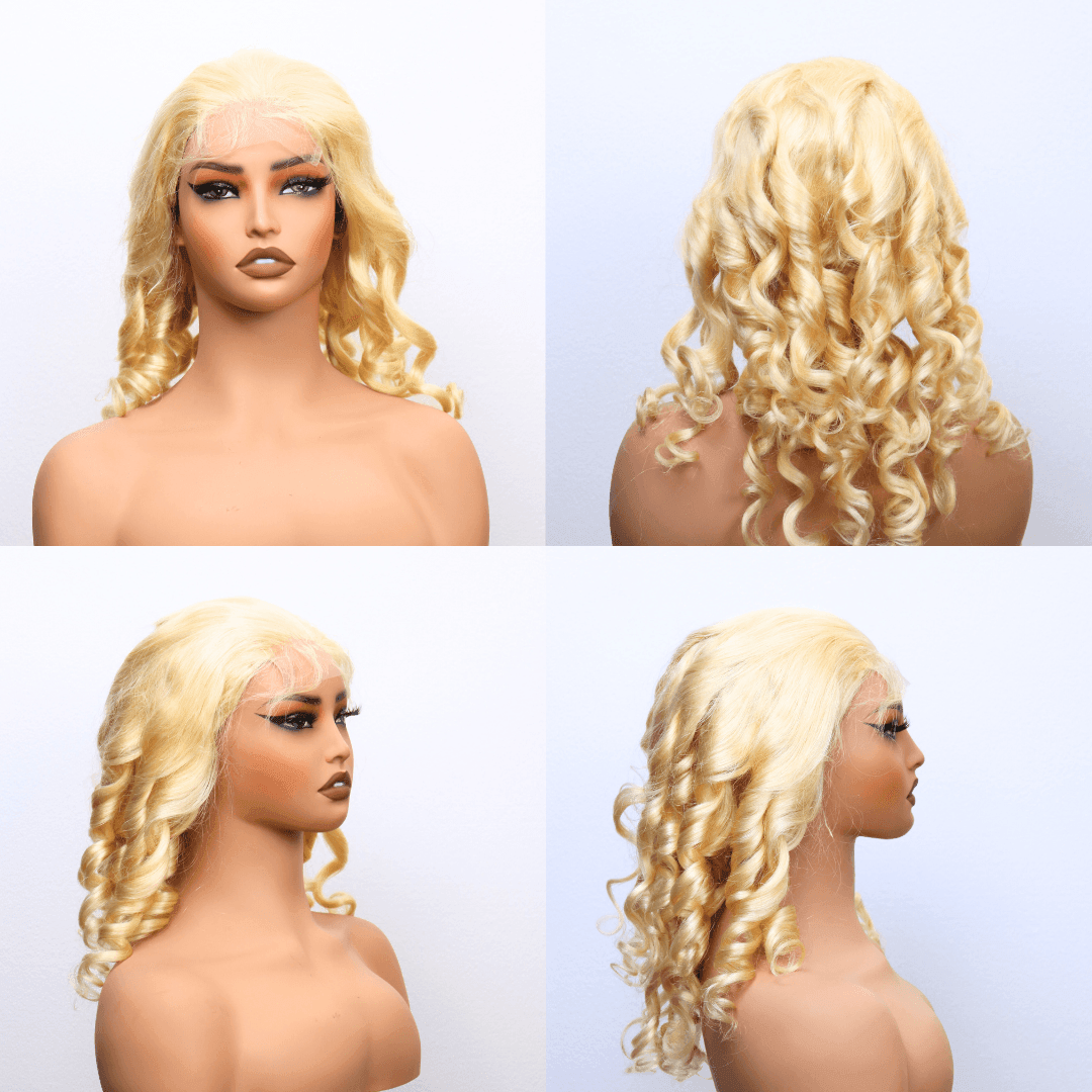 #84 4x4 Lace Loose Wave Blonde Human Hair Wig