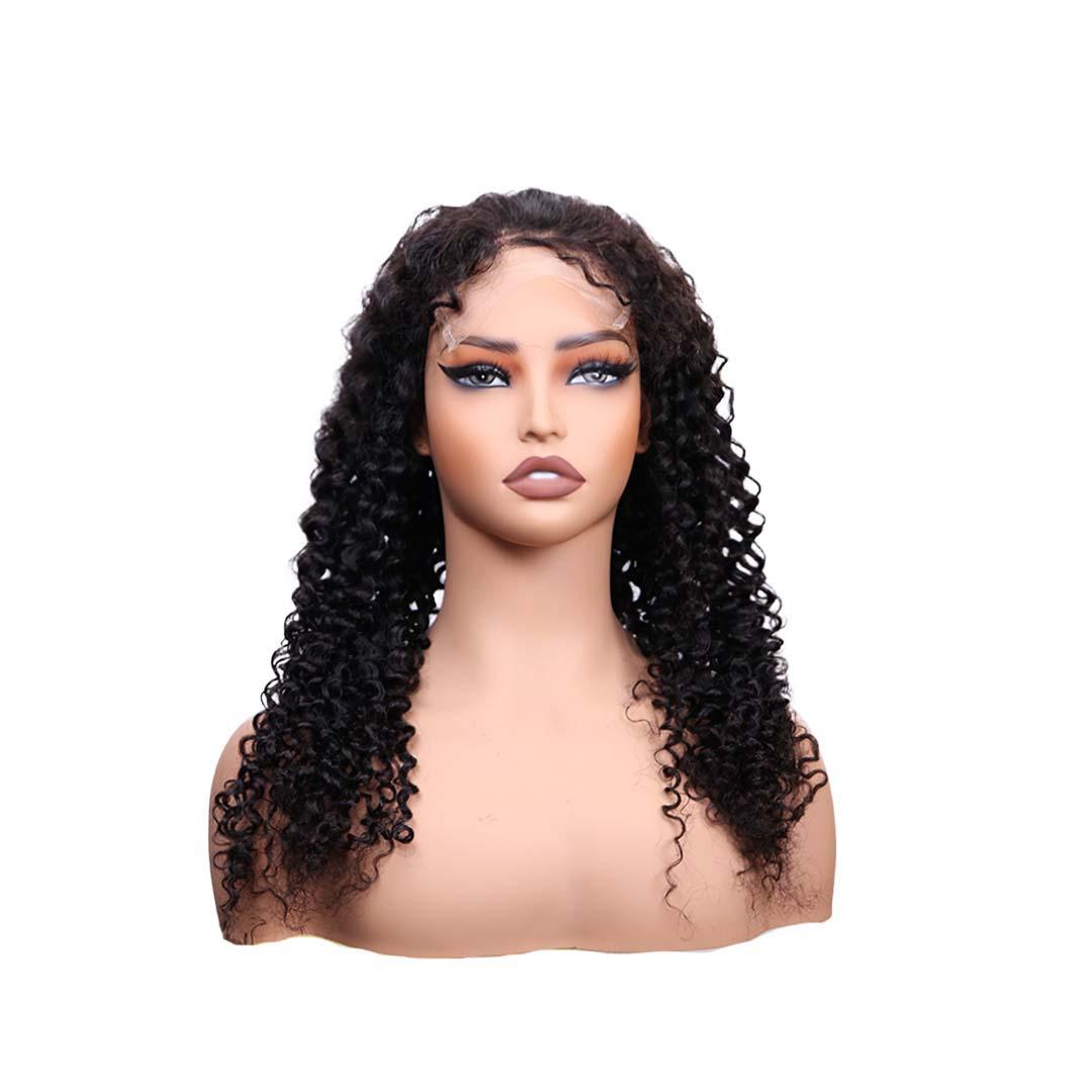 #77 5x5 Lace 150% Burmese Curly Black Human Hair Wig