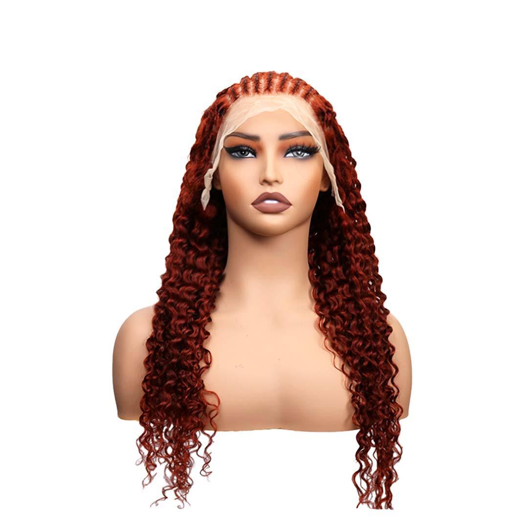 #80 13x4 Lace 150% Splicing Braids Reddish Brown Human Hair Wig