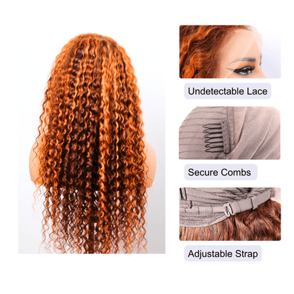 #10 13x4 Frontal Lace Curly Highlight Human Hair Wig 24 Inches