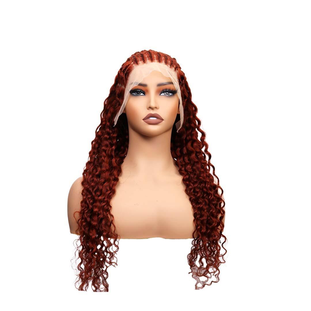 #80 13x4 Lace 150% Splicing Braids Reddish Brown Human Hair Wig