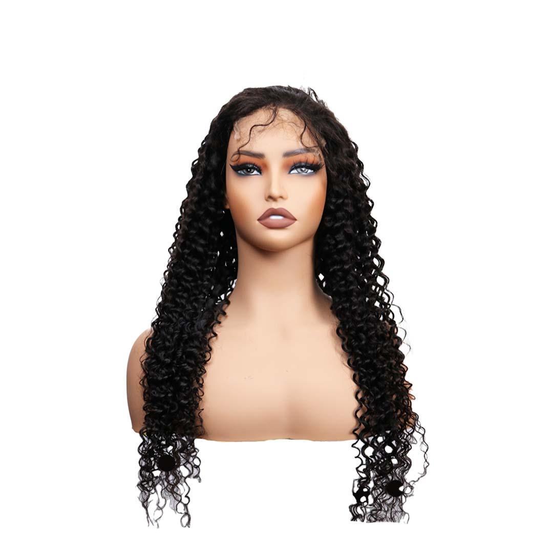 #77 5x5 Lace 150% Burmese Curly Black Human Hair Wig