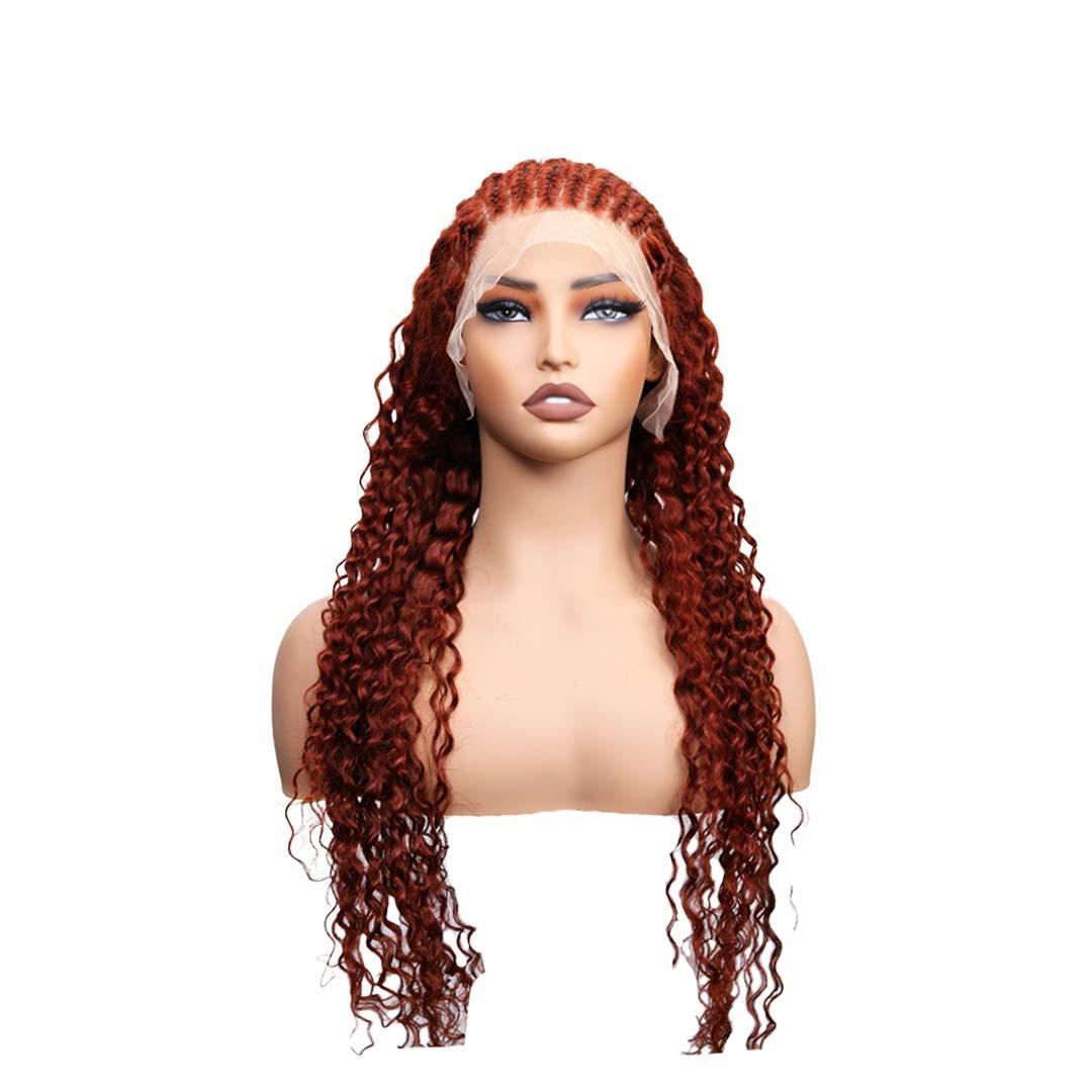 #80 13x4 Lace 150% Splicing Braids Reddish Brown Human Hair Wig