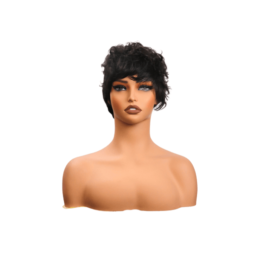 #125 Bob Curly Black Human Hair Wig 4 Inches