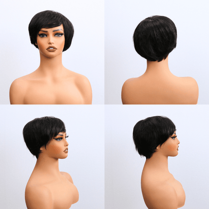 #130 MR Short Bob Black Human Hair Wig 5 Inches