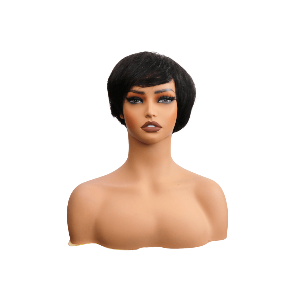 #130 MR Short Bob Black Human Hair Wig 5 Inches