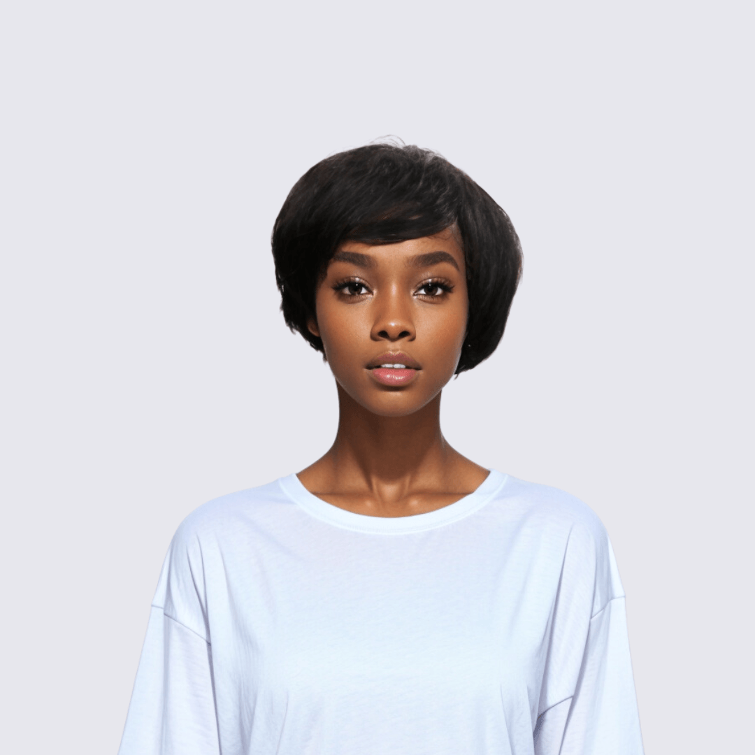 #130 MR Short Bob Black Human Hair Wig 5 Inches