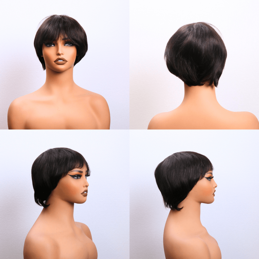 #132 MR Short Bob Brown Human Hair Wig 6 Inches