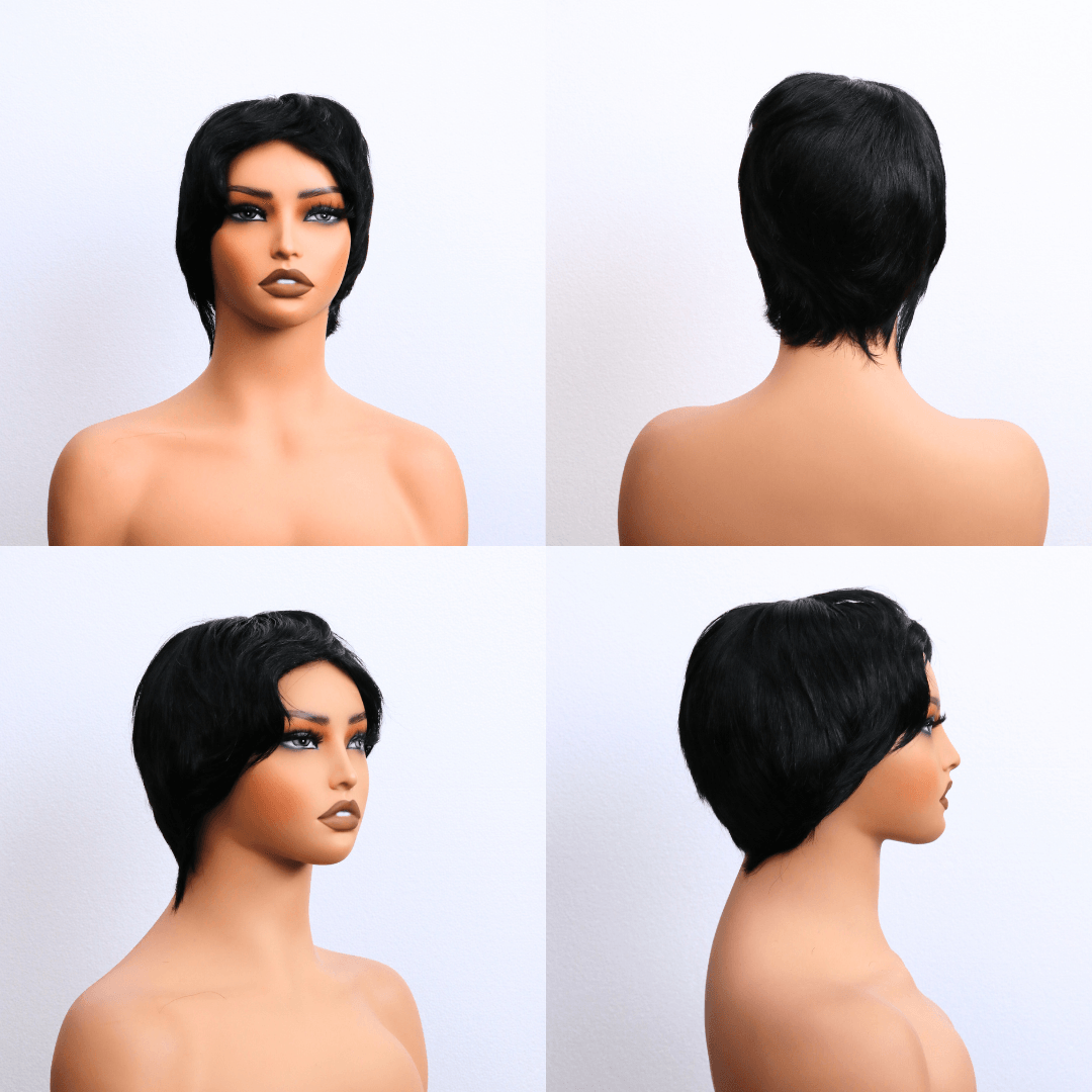 #133 MR Short Bob Black Human Hair Wig 6 Inches