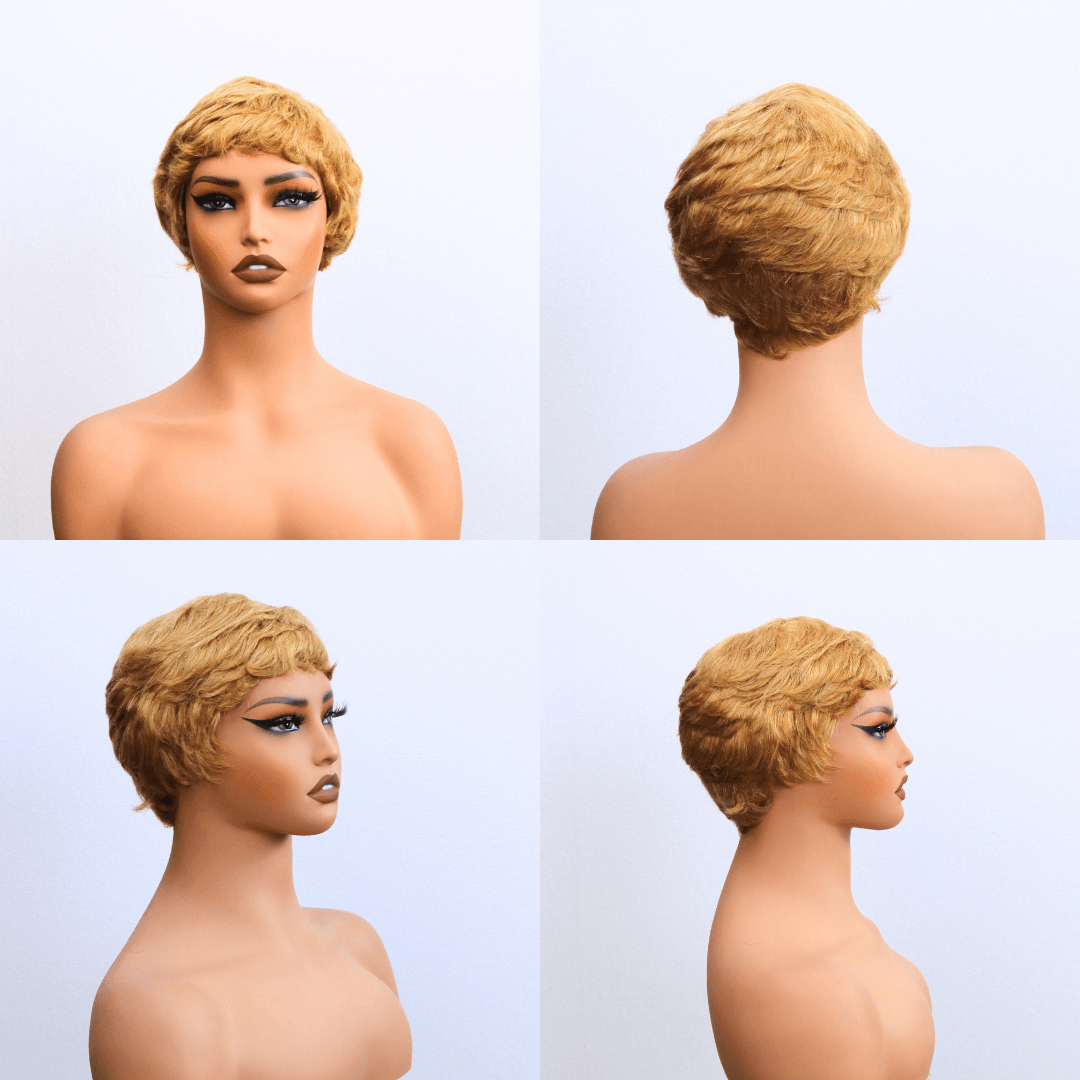 #135 MR Bob Straight Blonde Human Hair Wig 6 Inches