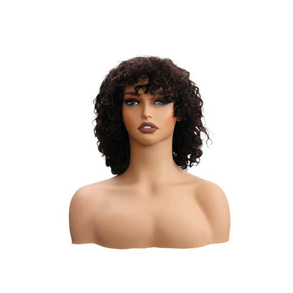 #15 4x4 Lace Deep Wave Black Human Hair Wig 12 Inches