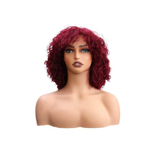 #16 4x4 Lace Deep Wave Burgundy Human Hair Wig 12 Inches