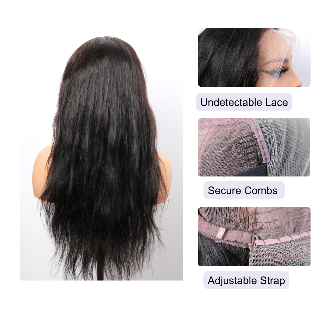 #18 13x4 Lace Straight Black Human Hair Wig