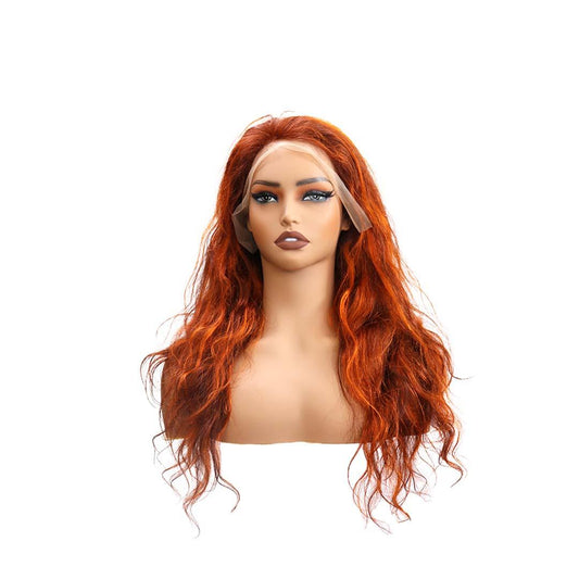 #42 13x4 Lace Water Wave Highlight Ginger Human Hair Wig 22 Inches